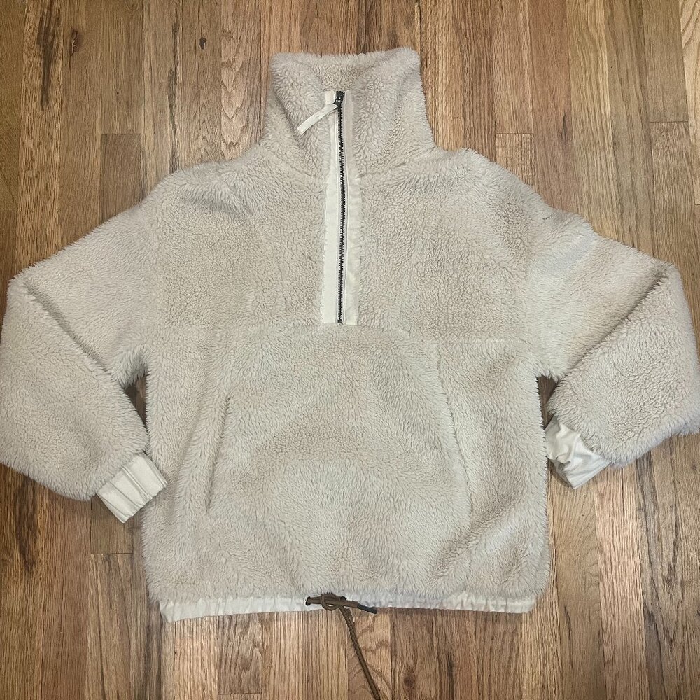 VARLEY Appleton Half 1/2 Zip Oversized Sherpa Fleece Pullover Cream Sz XS